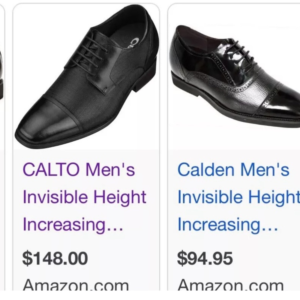 CALTO Height Increasing Black Leather Brogue Wingtip Oxford Men's 11.5